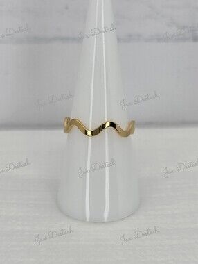 Stainless Steel Gold Tone Wave Ring